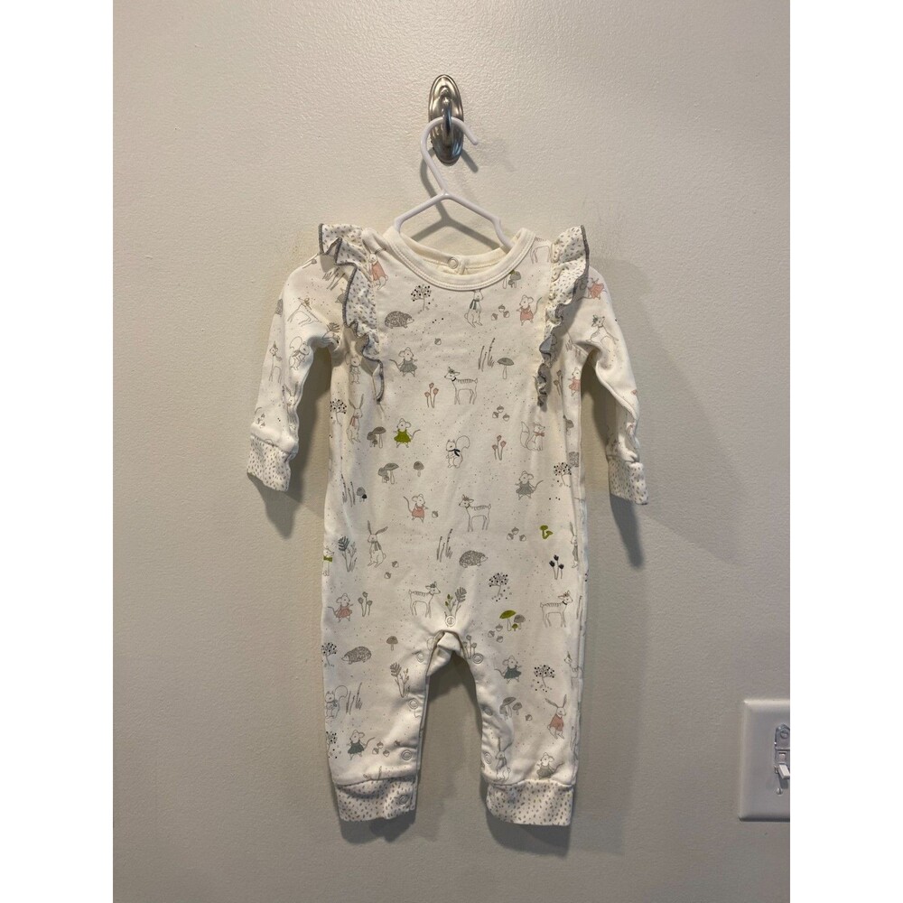 Pehr Baby Magical Forest Organic Cotton Ruffle Romper 6-12 months animals